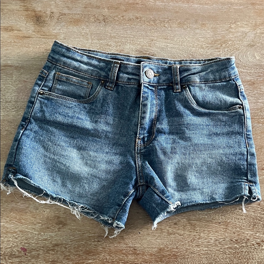 Hudson Jeans Blue Frayed Denim Shorts